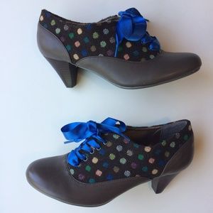 Poetic License Polka Dot Oxford Style Retro Heel